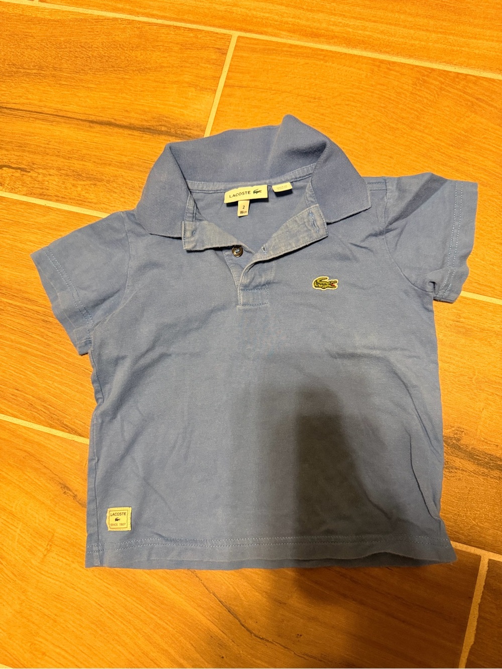 Lacoste Boys' Blue Polo with Green Crocodile Logo